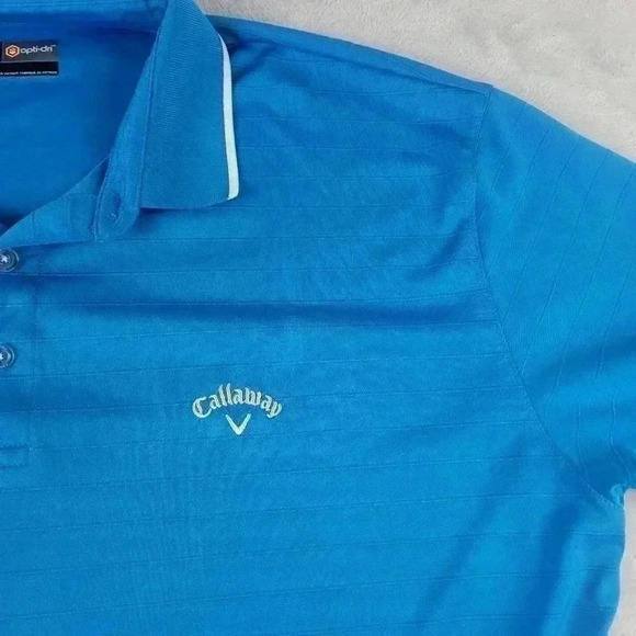Lot Of 2 Callaway Opti-Dri Golf Polo Short Sleeve Shirt Blue Striped Sz XL - Picture 4 of 12
